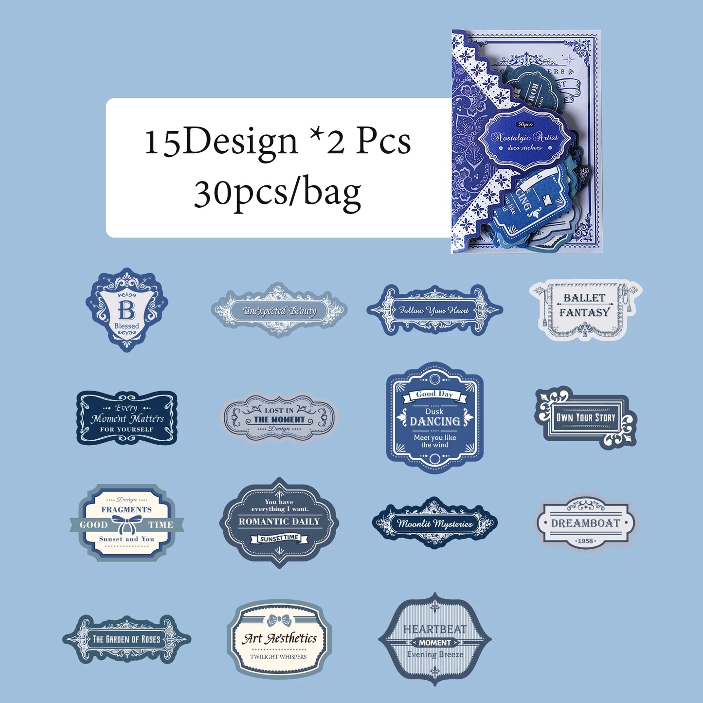 Mr. Paper, 6 Styles Nostalgic Artist Series Sticker Pack, Stationery Decorative Stickers, Cute Phone Case Stickers