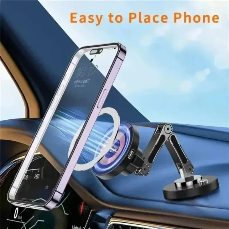 Car Magnetic Phone Holder Stand Instrument Panel Foldable Bracket Self-adhesive Cellphone Bracket For iPhone 17 16 15 14 13 12