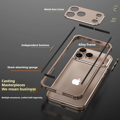 Metal Alloy Lens Protect Frame Phone Case For iPhone 17 Air 16 15 14 13 12 Pro Max Plus Four Corners Anti-drop Shockproof Bumper