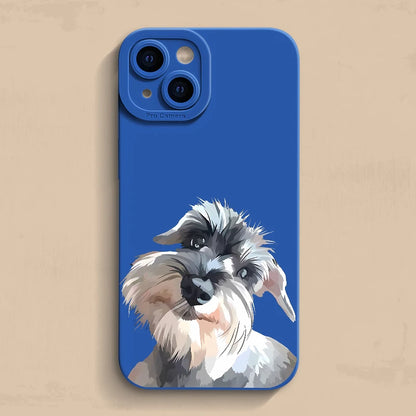 Cute Schnauzer Dog Pattern Phone Case For iPhone 17 16 15 14 11 Pro Max 12 13 Mini X XS XR 16e Shockproof Soft Silicone Cover