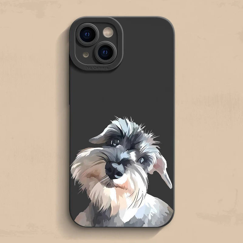Cute Schnauzer Dog Pattern Phone Case For iPhone 17 16 15 14 11 Pro Max 12 13 Mini X XS XR 16e Shockproof Soft Silicone Cover