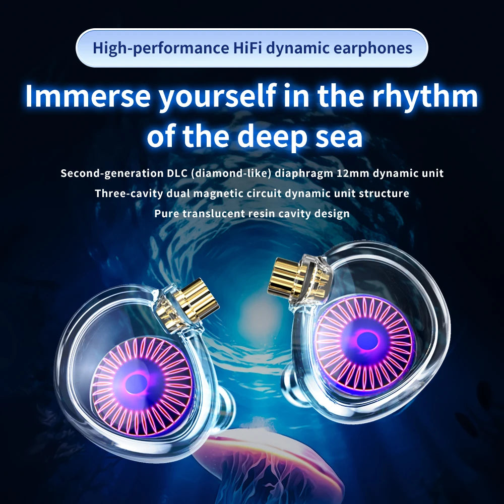 TRN Medusa Headphones High-performance HiFi Earphone DLC Dynamic Drivers IEMs with 2Pins Cable Earbuds For xiaomi