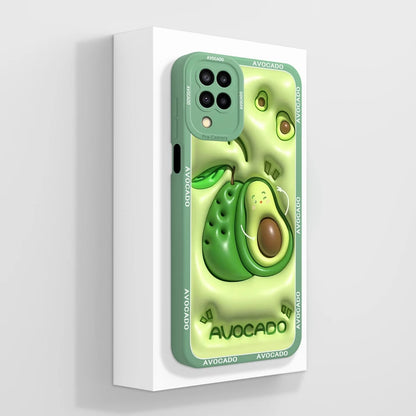Cases For Samsung Galaxy A12 M12 F12 Back Cover Fashion Avocado Design Matte Liquid Silicone Soft Screen Protector Bumper Fundas