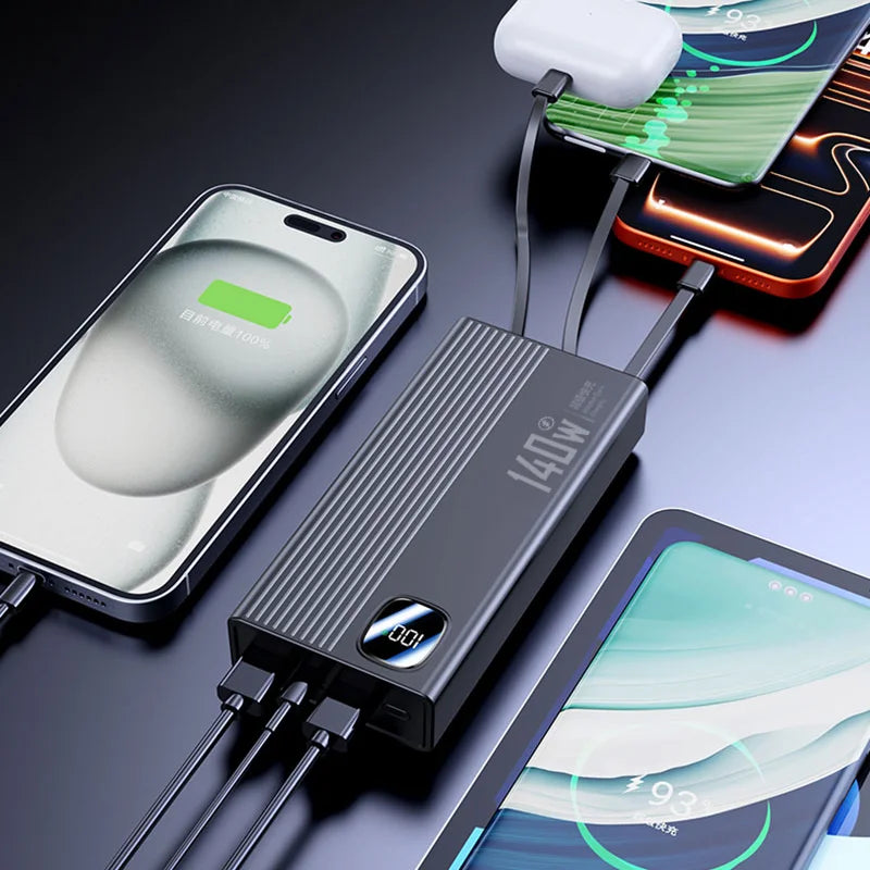 OnePlus 140W 500000mAh Power Bank  Super Fast Charging Large Capacity 4 in1 Cables Intelligent Digital Display Light For Phones