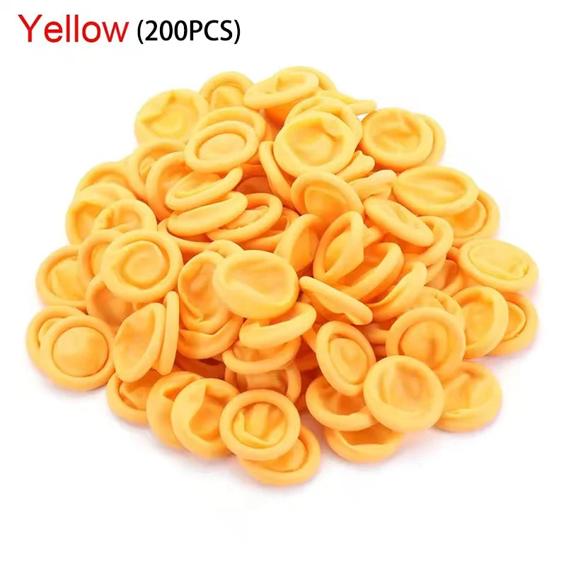 100PCS Multi-color Disposable Finger Cots Anti Slip Latex Powder Free Rolled Edge Finger Cots Beauty Hairdressing Tattoo Tools