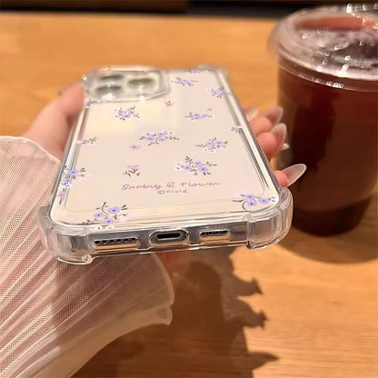 Fashion Purple Flowers Phone Case For Xiaomi Redmi 10 10C 12 12C 13C 9C 9T Note 10 11 12 9S Pro POCO X5 4G 5G Transparent Cover