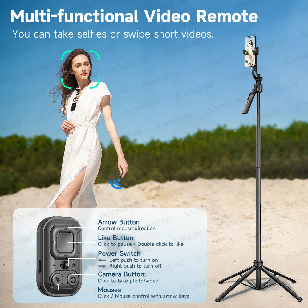 1630mm/64in C17 Tripod Selfie Stick 360° Auto Rotation Shooting Quadruped Phone Stand Face Track Bluetooth Remote Control Tripie