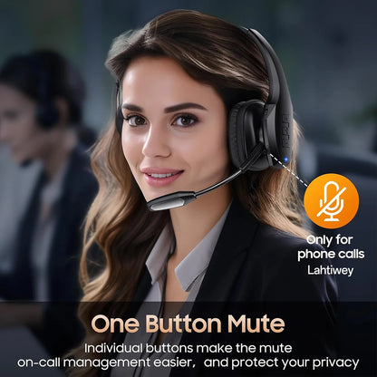 Noise Cancelling Trucker Bluetooth Headset with Microphone Wireless AI-Powered ENC Headphones 55H of Talk Time All-Day Comfort