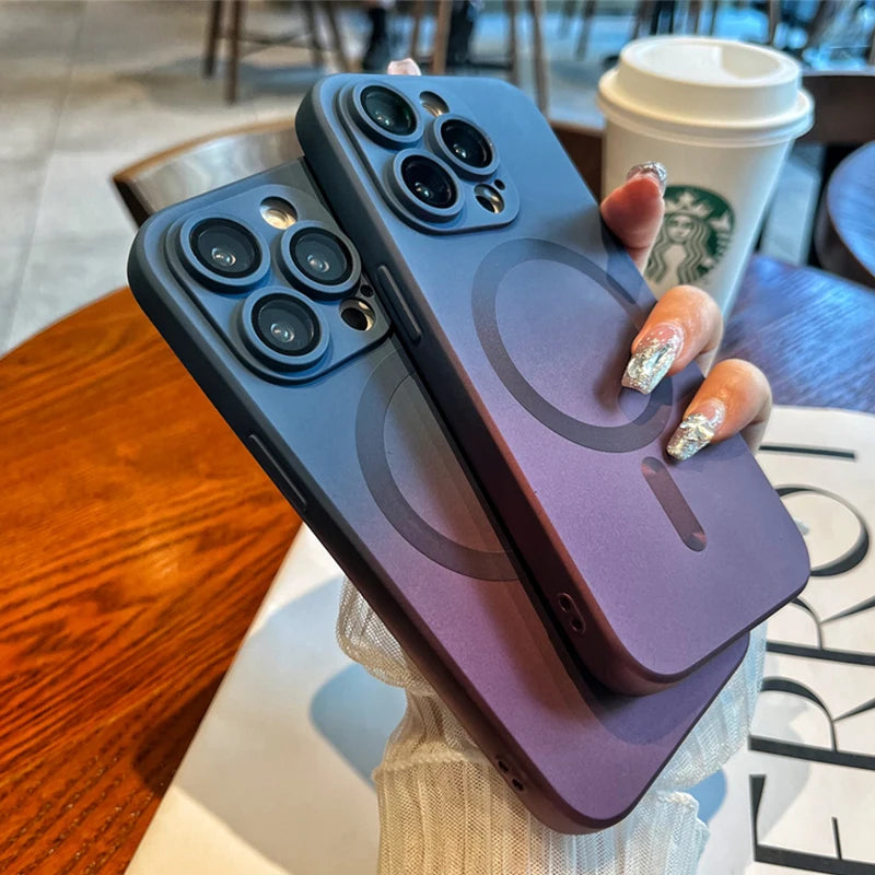Luxury For Magsafe Gradient Silicone Multicolour Shockproof phone Case for iPhone 15 14 13 12 11 Pro Max Wireless Charging Cover