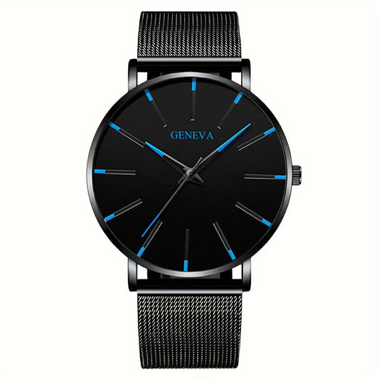 Minimalist Mens Fashion Ultra Thin Watches Simple Men Business Stainless Steel Mesh Belt Quartz Wrist Watch Relogio Masculino