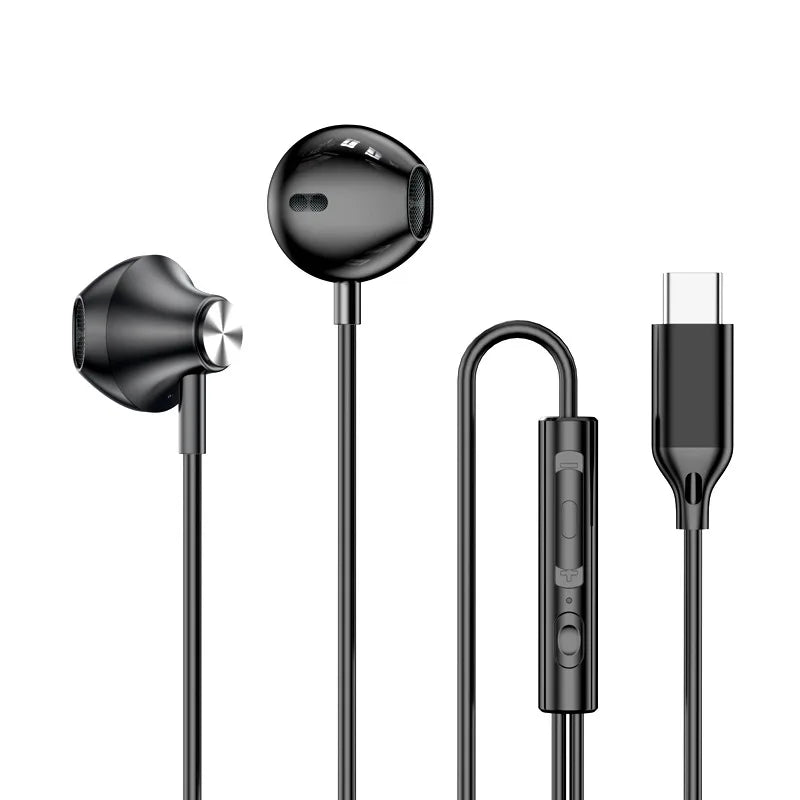 9D Stereo Type C & 3.5mm Gamers Headsets Wired Earphones In-ear Headphone HiFi Bass Earphone for Phone Earbud In Mic Handsfree