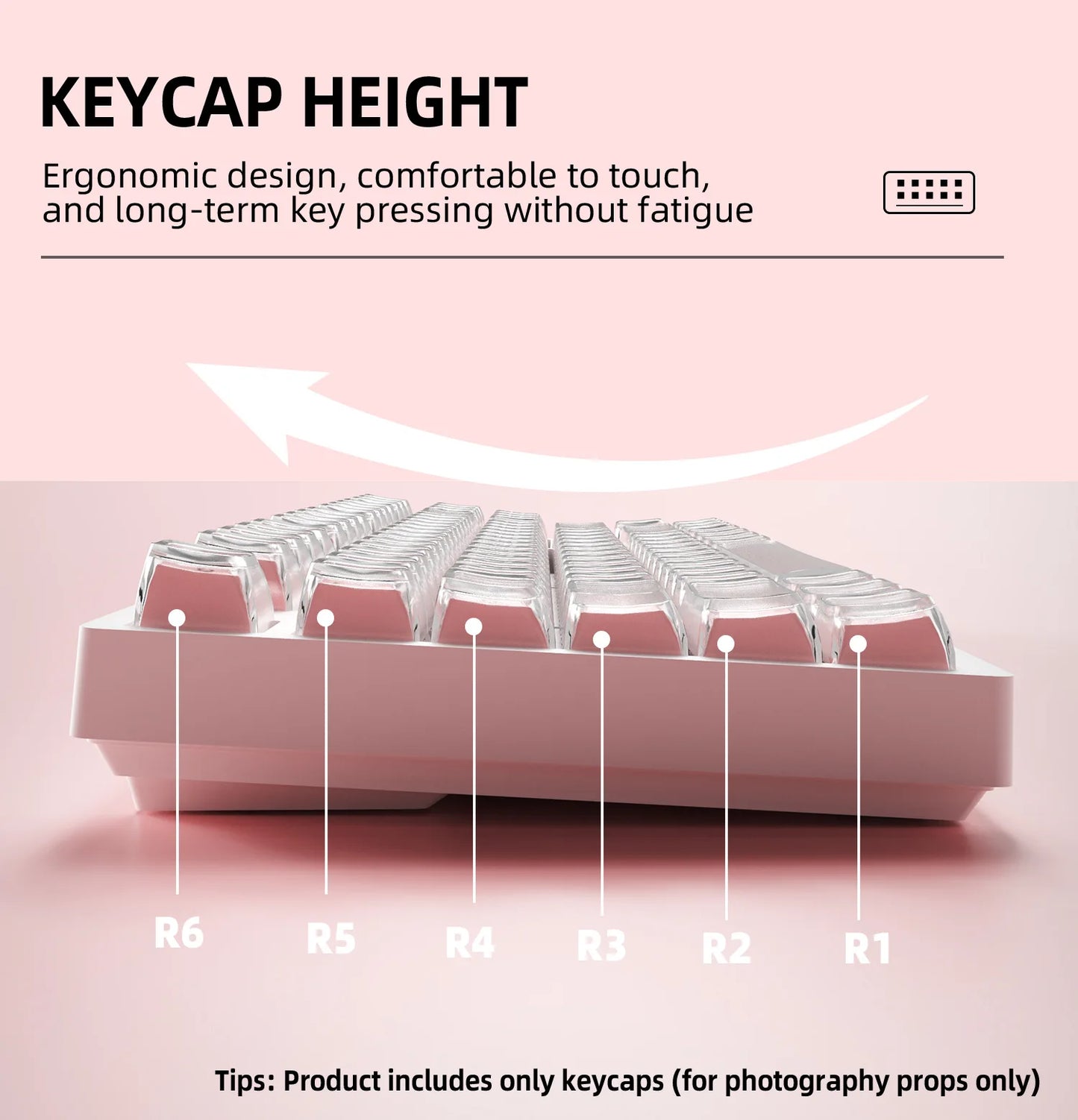 Crystal Jelly Side Front Printed Keycaps for Mechanical Keyboard 60 75 80 100 Layout Key Caps Korean Japanese Русский Arabic