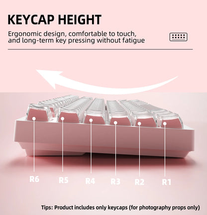 Crystal Jelly Side Front Printed Keycaps for Mechanical Keyboard 60 75 80 100 Layout Key Caps Korean Japanese Русский Arabic