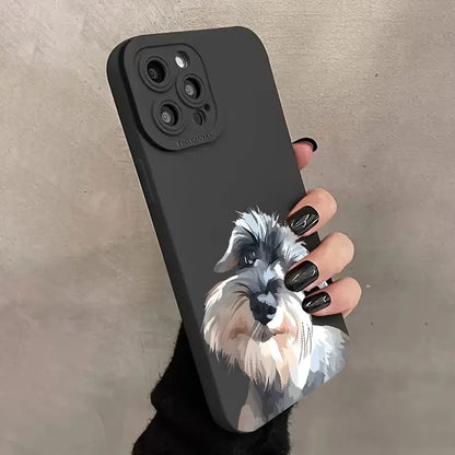 Cute Schnauzer Dog Pattern Phone Case For iPhone 17 16 15 14 11 Pro Max 12 13 Mini X XS XR 16e Shockproof Soft Silicone Cover