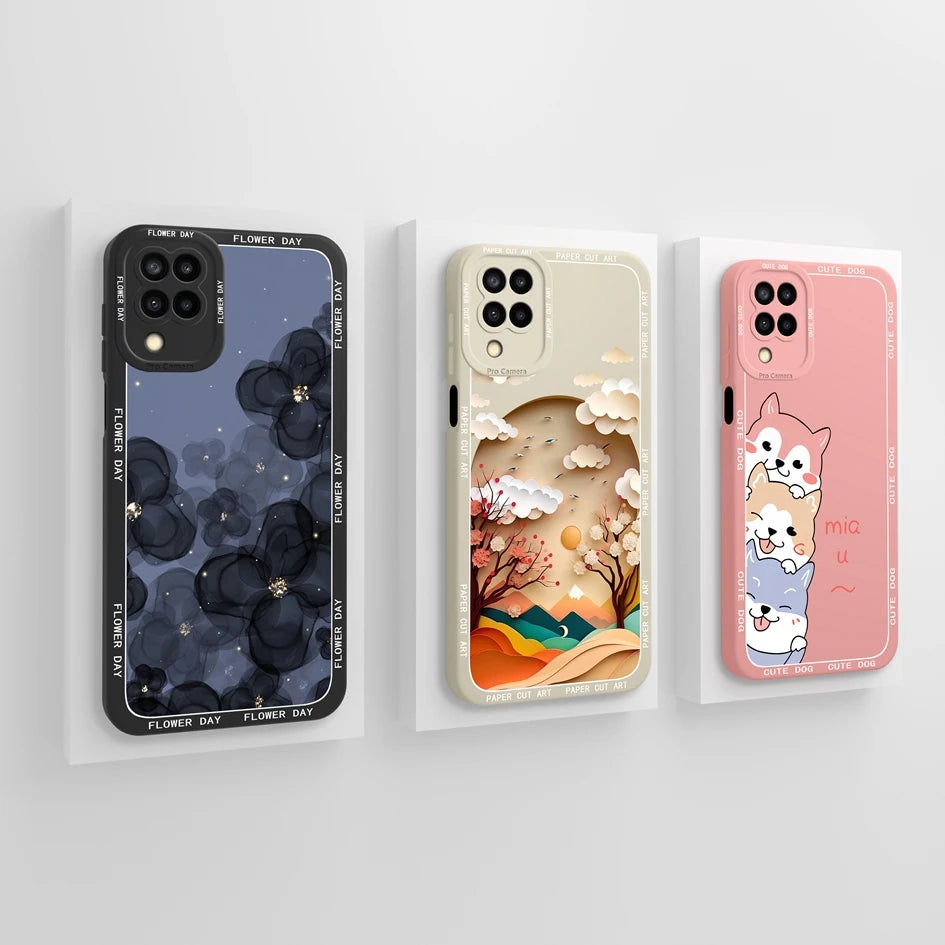 Cases For Samsung Galaxy A12 M12 F12 Back Cover Fashion Avocado Design Matte Liquid Silicone Soft Screen Protector Bumper Fundas