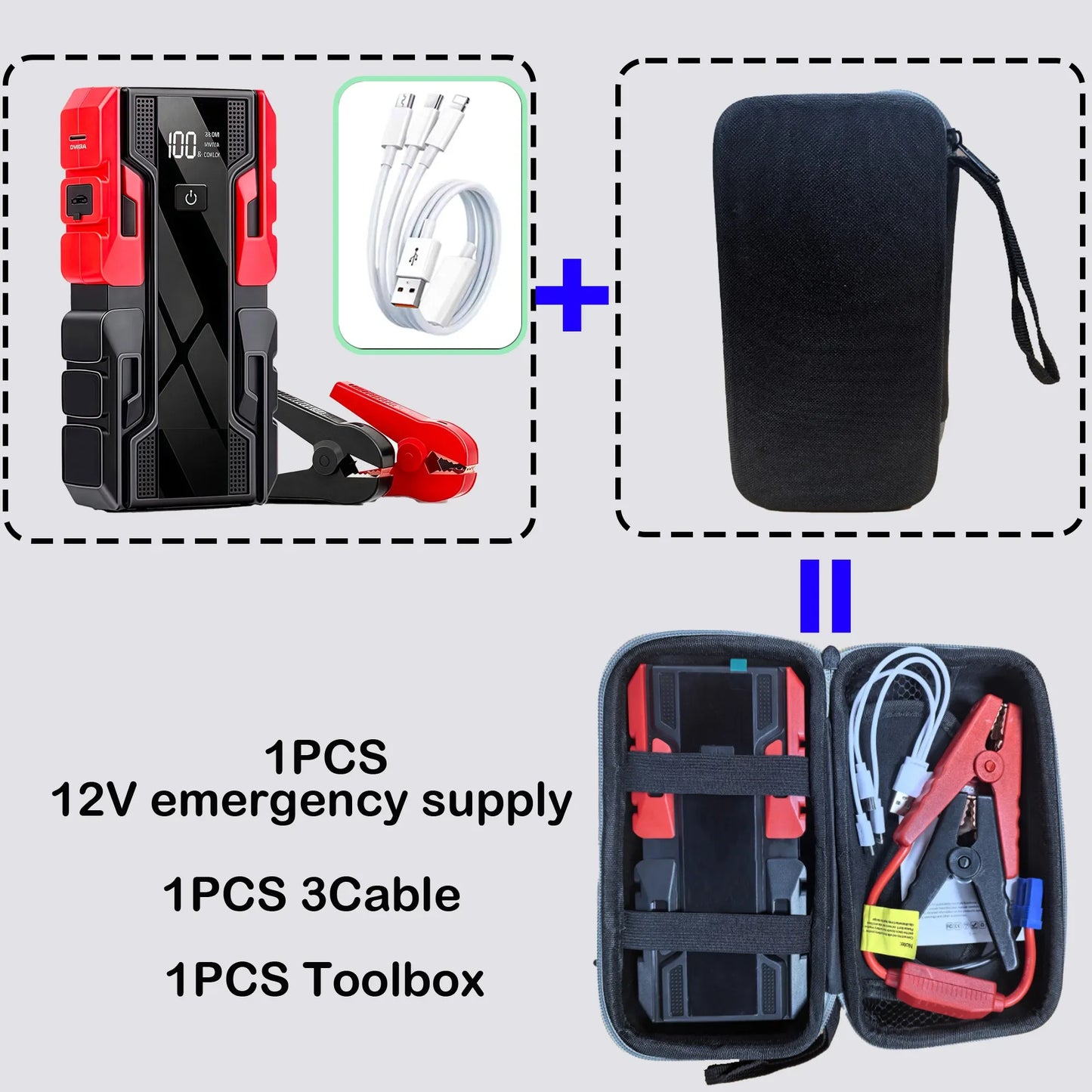 New 12V 99800mAh 3000A Car Jump Starter Car Battery Starters Portable Power Bank 12V Starting Device Booster  Petrol Diesel Car