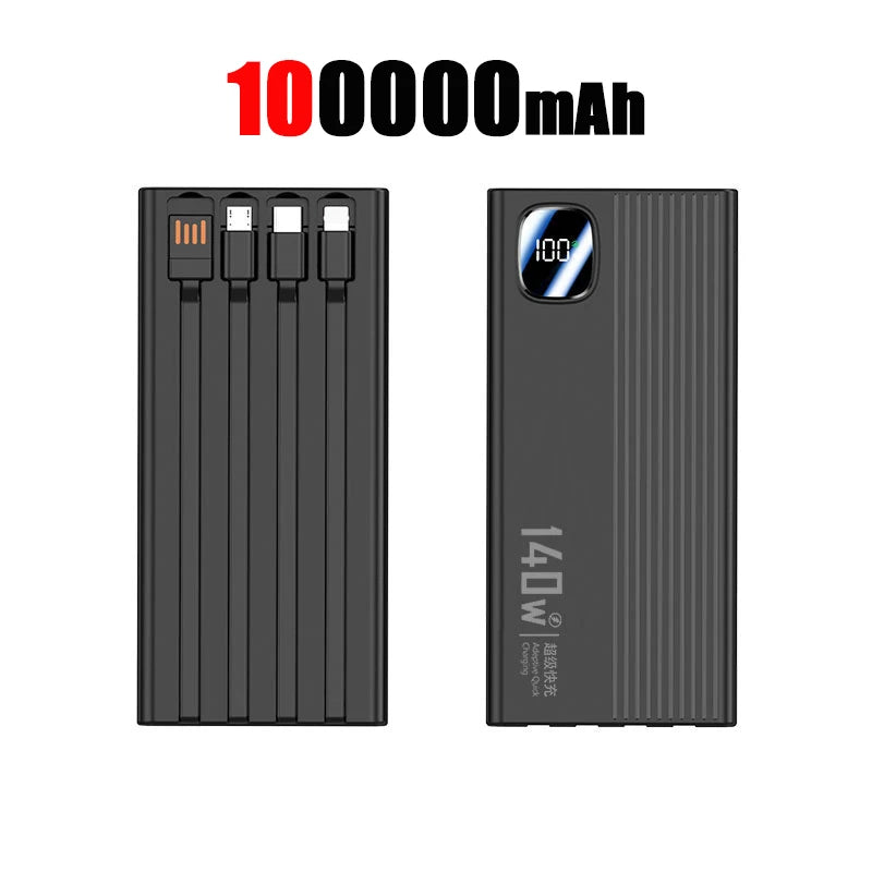 OnePlus 140W 500000mAh Power Bank  Super Fast Charging Large Capacity 4 in1 Cables Intelligent Digital Display Light For Phones