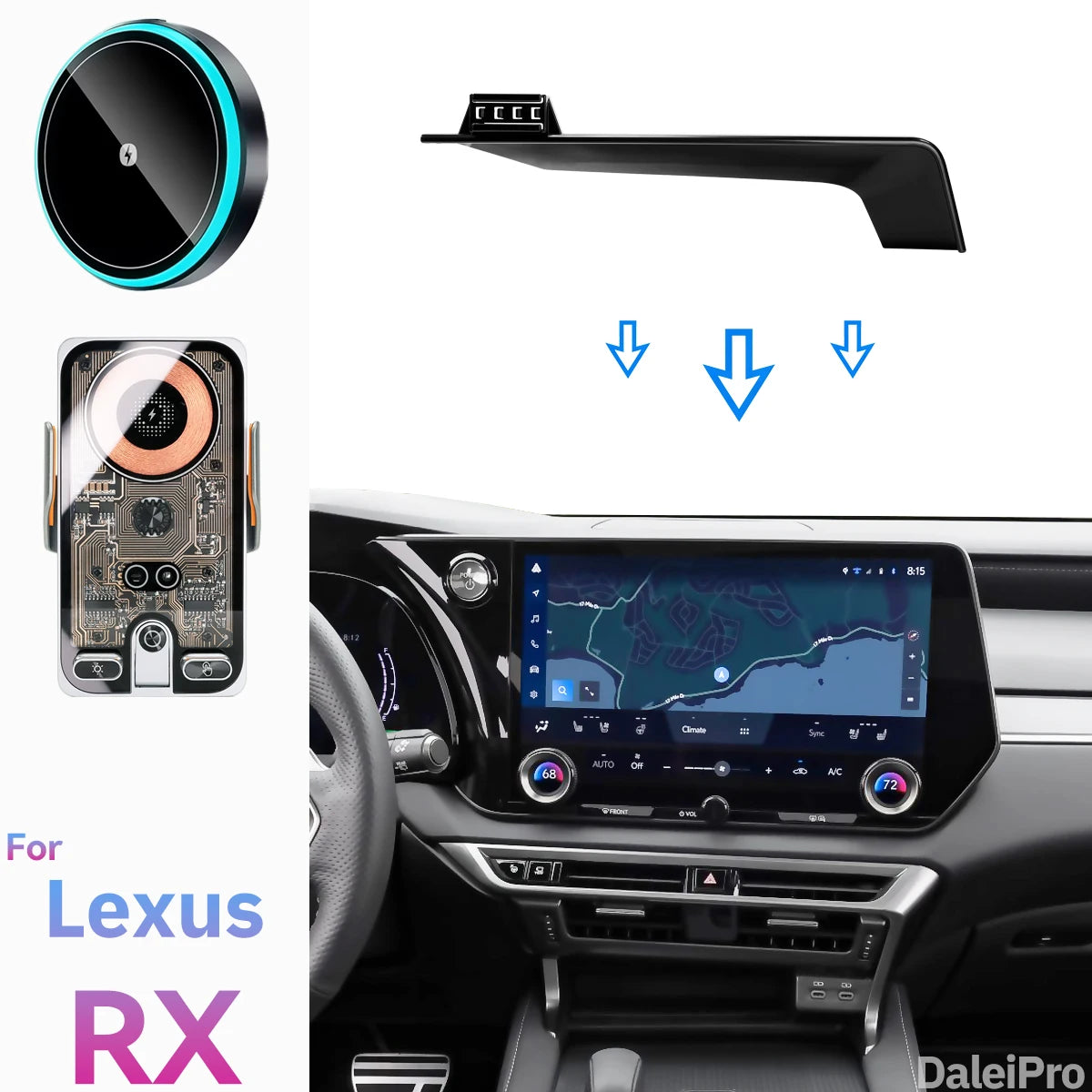 For Lexus RX rx350h rx500h 2023 2024 2025 2026 Car Phone Holder Screen Fixed Clip Wireless Charger Phone Mount Qi Phone Charger
