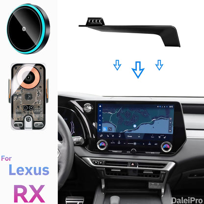 For Lexus RX rx350h rx500h 2023 2024 2025 2026 Car Phone Holder Screen Fixed Clip Wireless Charger Phone Mount Qi Phone Charger