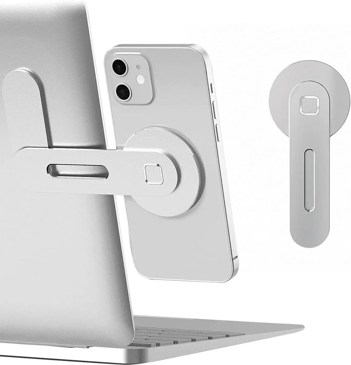 2025 Magnetic Laptop Phone Holder Computer Monitor Side Cell Phone Slim& Foldable For iPhone 14 13 12 Series Case and All Phone