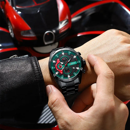 CURREN 8402 Creative Fashion Mens Business Casual Wristwatches Stainless Steel Luminous Dial Chronograph Clock