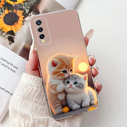 Soft Clear Siliocne Cover For Vivo V2027 V2028 V2029 Phone Case Vivo Y11s Y12s Y20 Y20s Y20i Y20G Cartoon Animals Flower Coque