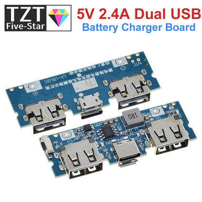GREATZT Micro/Type-C USB 5V 2.4A Dual USB 18650 Boost Battery Charger Board Mobile Power Bank Accessories For Phone DIY