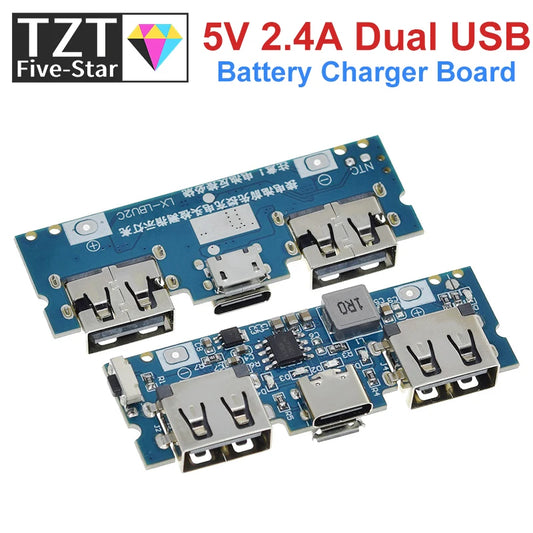 GREATZT Micro/Type-C USB 5V 2.4A Dual USB 18650 Boost Battery Charger Board Mobile Power Bank Accessories For Phone DIY