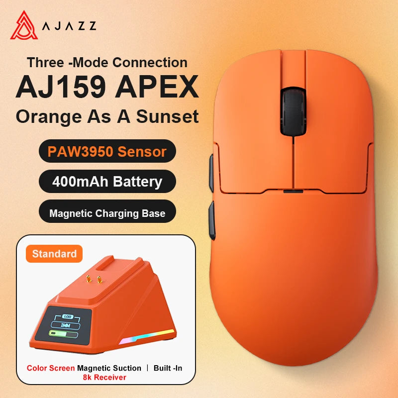 AJAZZ AJ159 APEX Wireless Mouse with RGB Magnetic Charging Base Lightweight Wired Bluetooth Gaming Mouse for PC Laptop