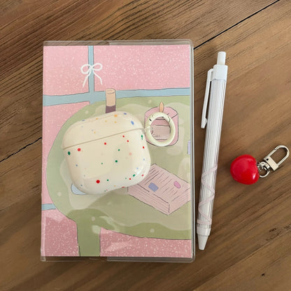 Korean Fashion Color Splash Ink Polka Dot Pure Color with Ring and Tomato Pendant Cover for AirPods 1 2 3 4 Pro 2 Pro 3