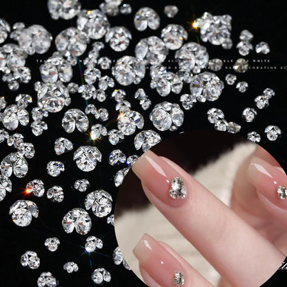10Pcs 3D K9 Clear Nail Art Rhinestones 2-6mm Sparkle Mini Diamonds Nail Art Decorations DIY Phone Case Crafts Manicure Accessory