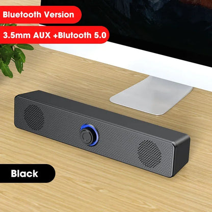 4D Bluetooth Computer Sound Bar Stereo Sound Subwoofer Loudspeaker With Mic For Macbook Laptop Notebook PC Music Player