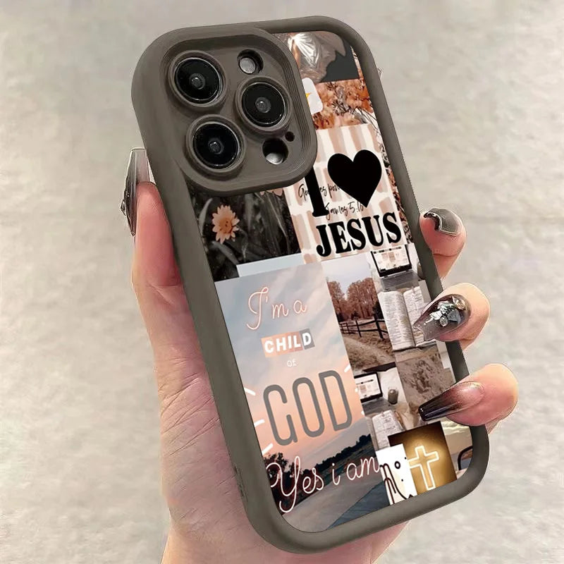 Jesus Collage Pattern Thick Shockproof Phone Case For iPhone 16 Pro Max 16 15 14 13 12 11 Pro Max X XR XS 7 8 16 Plus  Cover