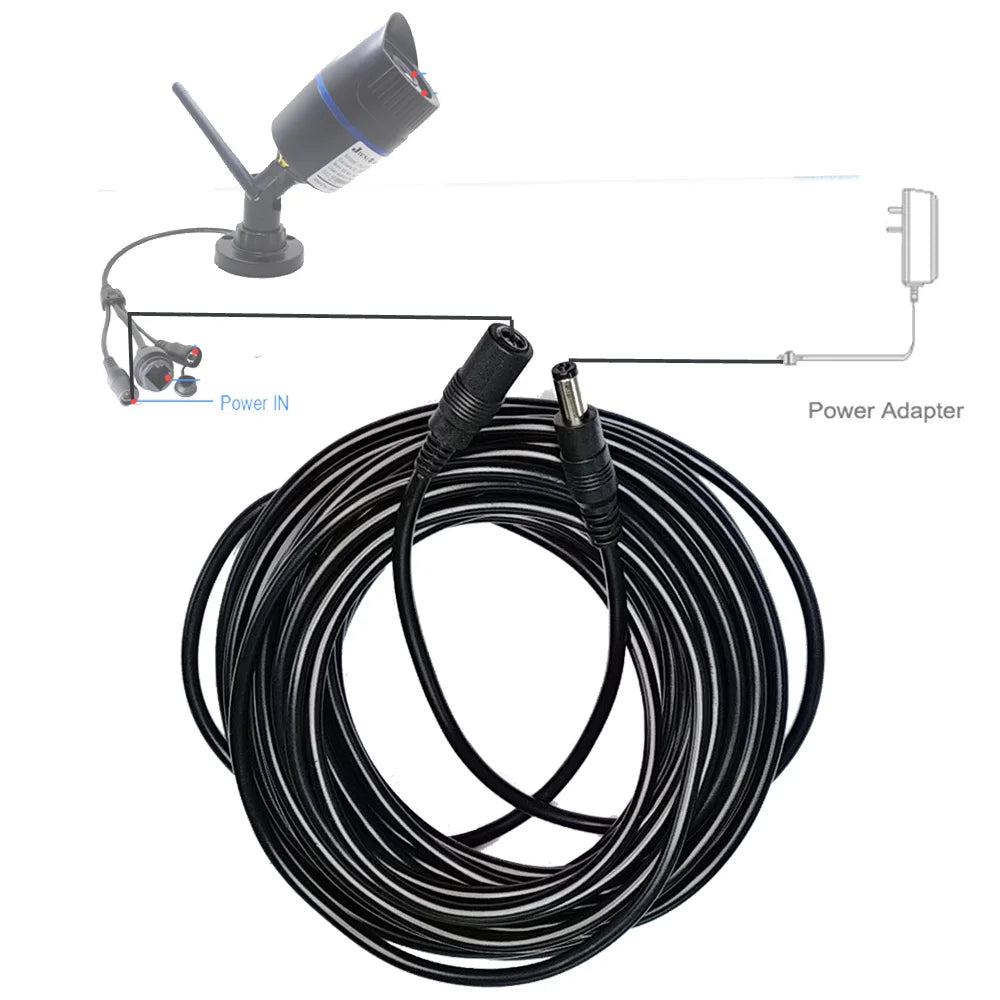 5M 10M DC12V Power Extension Cable 5.5mm*2.1mm Connector Male To Female For LED Lamp CCTV Security Camera Power Cable Cord Black