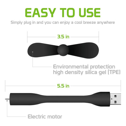 Mini USB Fan Flexible Bendable Fan For Power Bank Laptop PC AC Charger Portable Hand Fan For Computer Summer Gadget