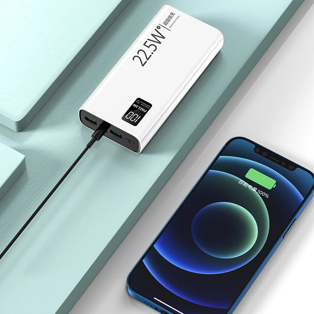 Power Bank 20000mAh Com Tela LCD Carregamento Rápido 2 Portas USB Para Celular Viagem E Uso Diário Portátil