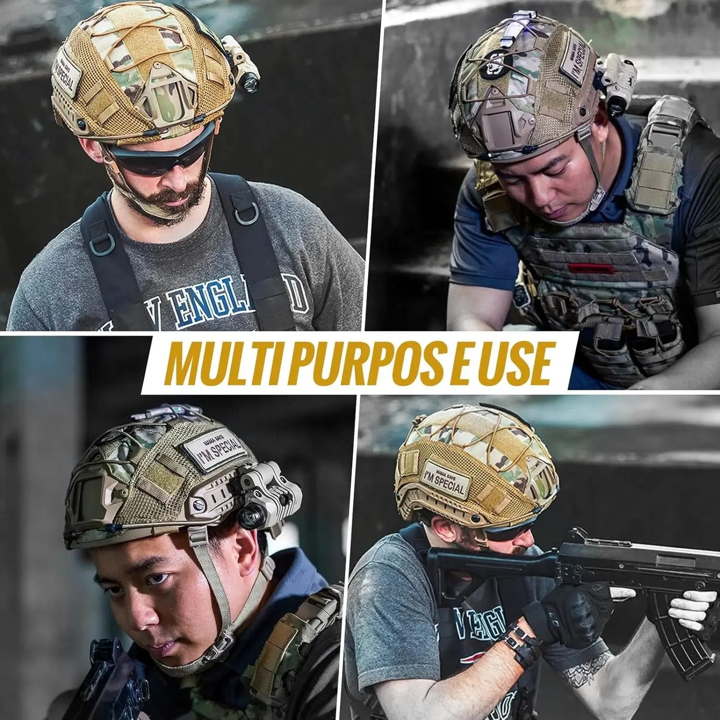 Tactical Helmet Cover for Fast Helmet Multi-Camo Helmet Cover for Airsoft HelmetMilitary Paintball Hunting Shooting Gear
