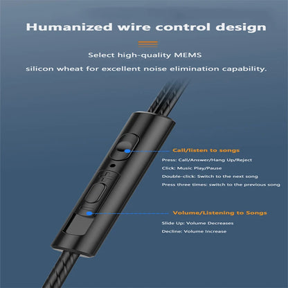 Universal Wired 3.5mm Jack Headset Double Horn 6D Stereo Heavy Bass Music Earphones With Mic Gaming Handsfree In-ear Earbuds