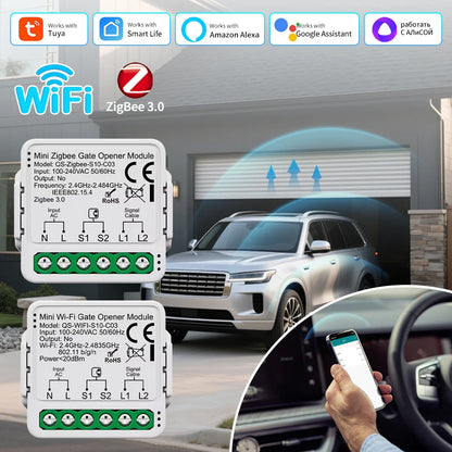Tuya Smart Switch module for Garage Door Gate Opener Controller Wifi Zigbee Smart Life Alexa Google Home Assistant 100-240V