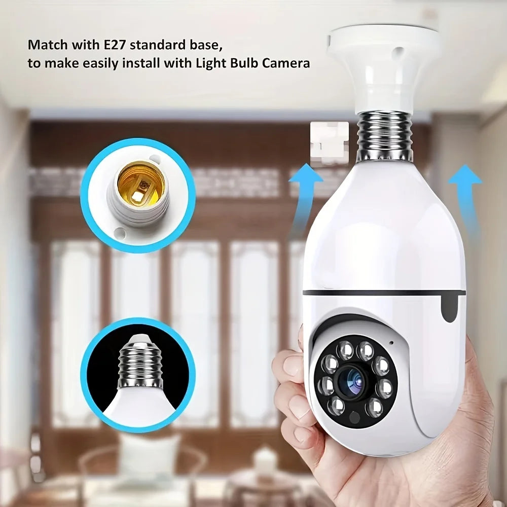 2PC Ease Life APP-Light Bulb Security Cameras Indoor Outdoor Wireless WiFi Camera 2.4GHz, 360 Degree, E27 Light Socket Screw In