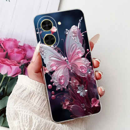 For Cover Xiaomi Redmi A5 4G / Poco C71 Phone Case Colorful Flower Butterfly Love Heart Lxuru Women Fashion Soft Clear Silicone