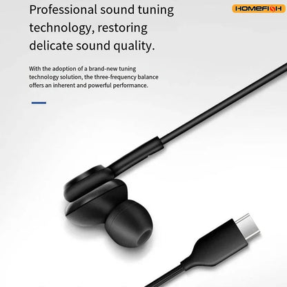 HOMEFISH USB-C Wired Earbuds In-Ear Headphones with Mic HiFi Stereo Sound Tangle-Free Braided Cable Type-c,3.5mm 2skus