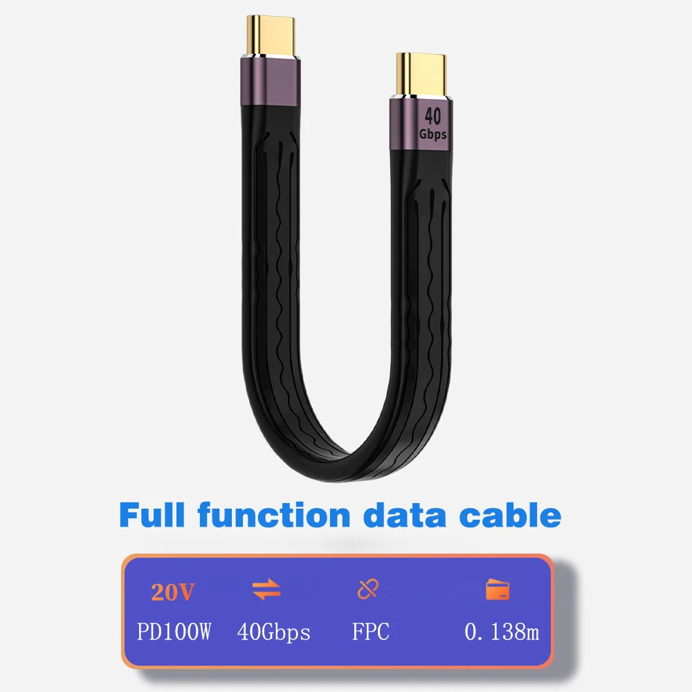 UGOURD USB4 Type C Data Cable 40Gbps USB C Short Cable PD 100W 240W 8K for Thunderbolt 3/4 SSD iPhone 15 Pro Max Power Bank