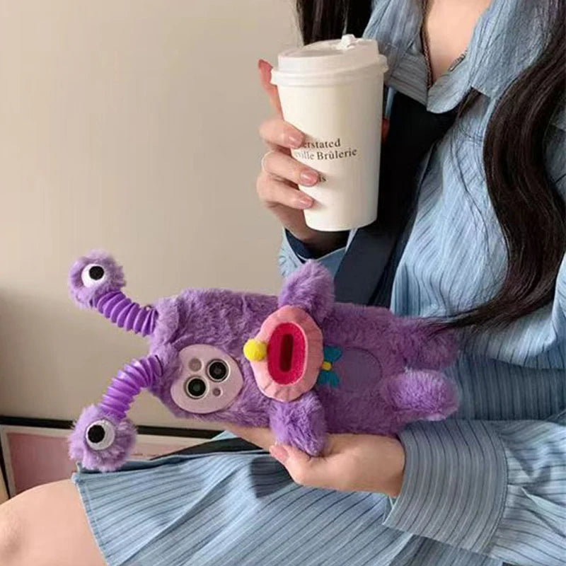Little Monster Phone Case for iPhone, Plush Glowing, 15, 14, 13, 11, 12 Pro, 8, 7 Plus, X, 13 Pro Free Cleaning Wipes Included