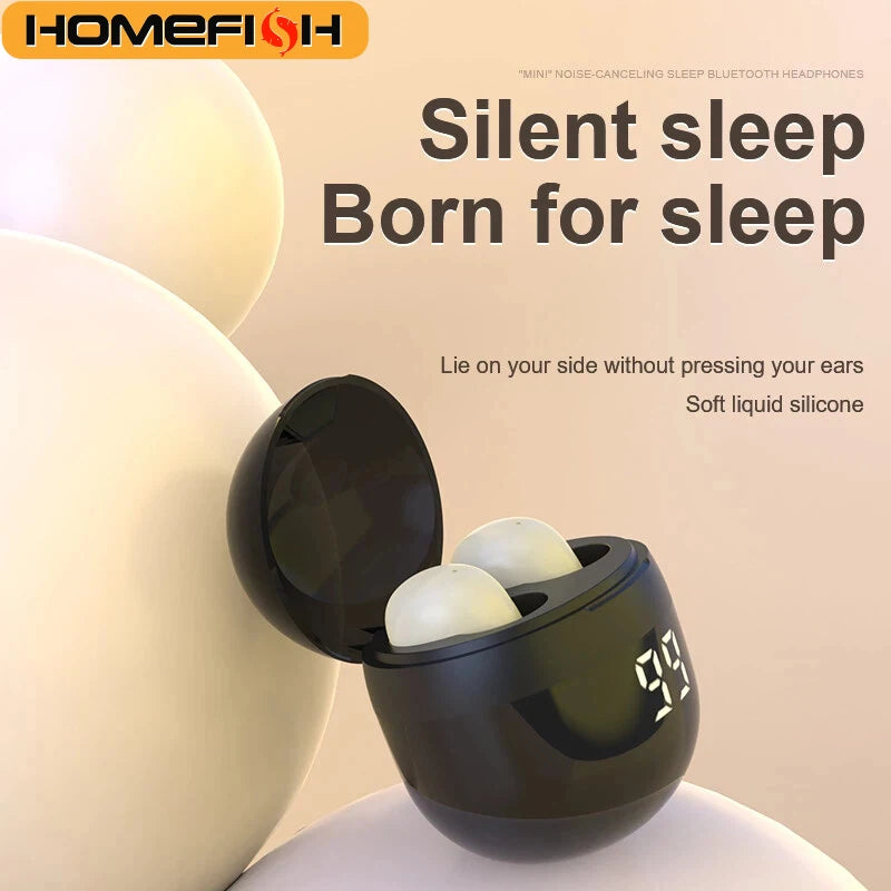 HOMEFISH SK18 Mini Sleep Wireless Earbuds, Bluetooth 5.3, Invisible In-Ear, Digital Display, Noise Cancelling for Side Sleepers