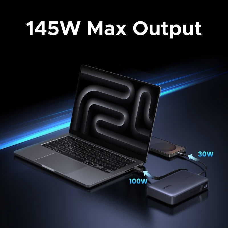 UGREEN 145W Power Bank 20000mah Built-in Type C Cable PD3.0 100W Portable Laptop Charger External Battery