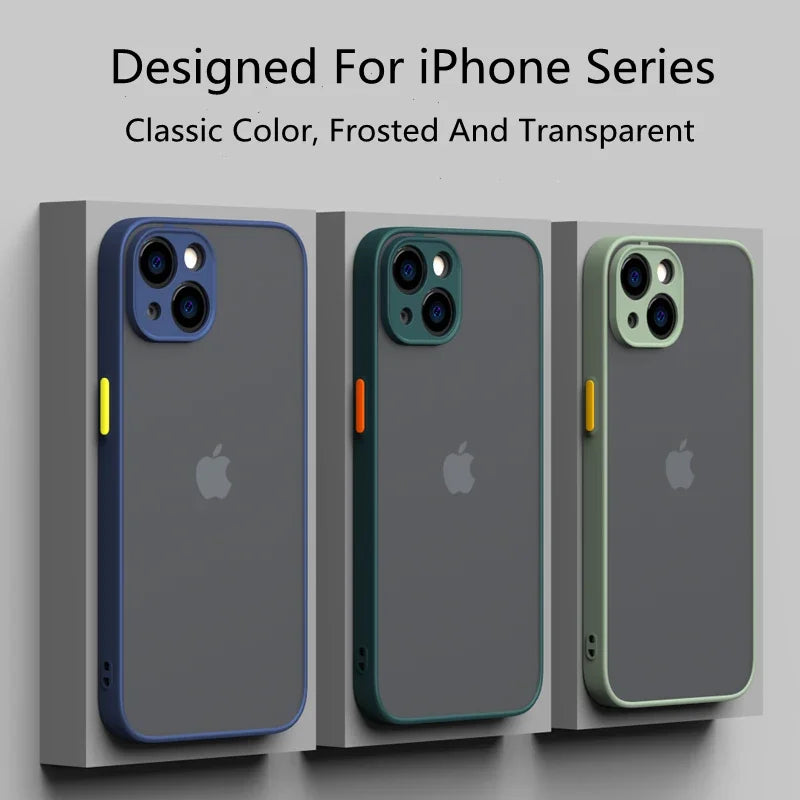 Luxury Matte Transparent Phone Case For iPhone 17 Air 16 E 15 14 13 12 11 Pro Max Plus Mini Silicone Clear Hard PC Back Cover