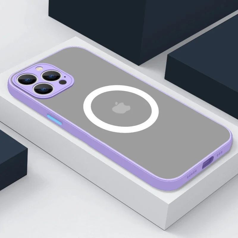 Luxury Matte Clear Magnetic Phone Case For iPhone 17 Air 16 E 15 14 13 12 11 Pro Max Plus Mini Wireless Charge Shockproof Cover