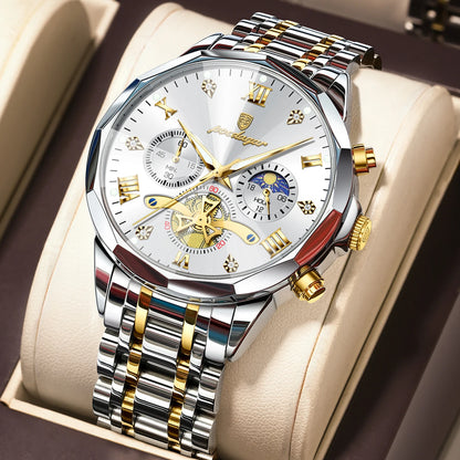POEDAGAR Luxury Men Clock Waterproof Luminous Chronograph Sport Man Wristwatch Stainless Steel Fahion Quartz Men's Watches Reloj