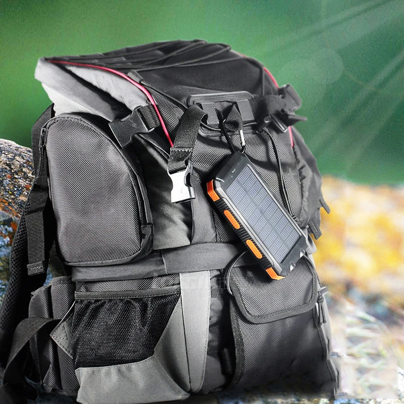 Solar Power Bank 200000mAh Waterproof Portable Solar Panel Powerbank External Battery Charger Powerbank with LED Camping Light